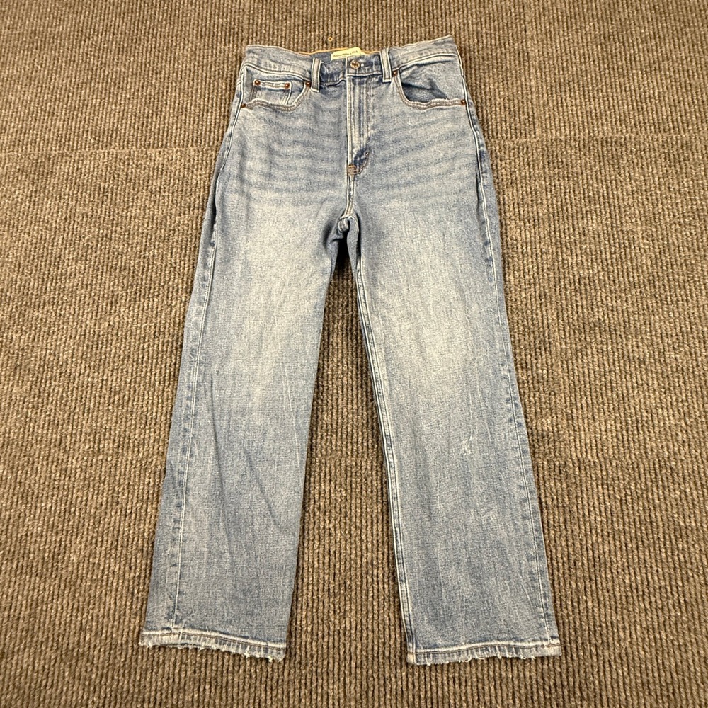 Abercrombie & Fitch Size 26/2XS Ankle Straight Ultra High Rise Jeans Light Wash
